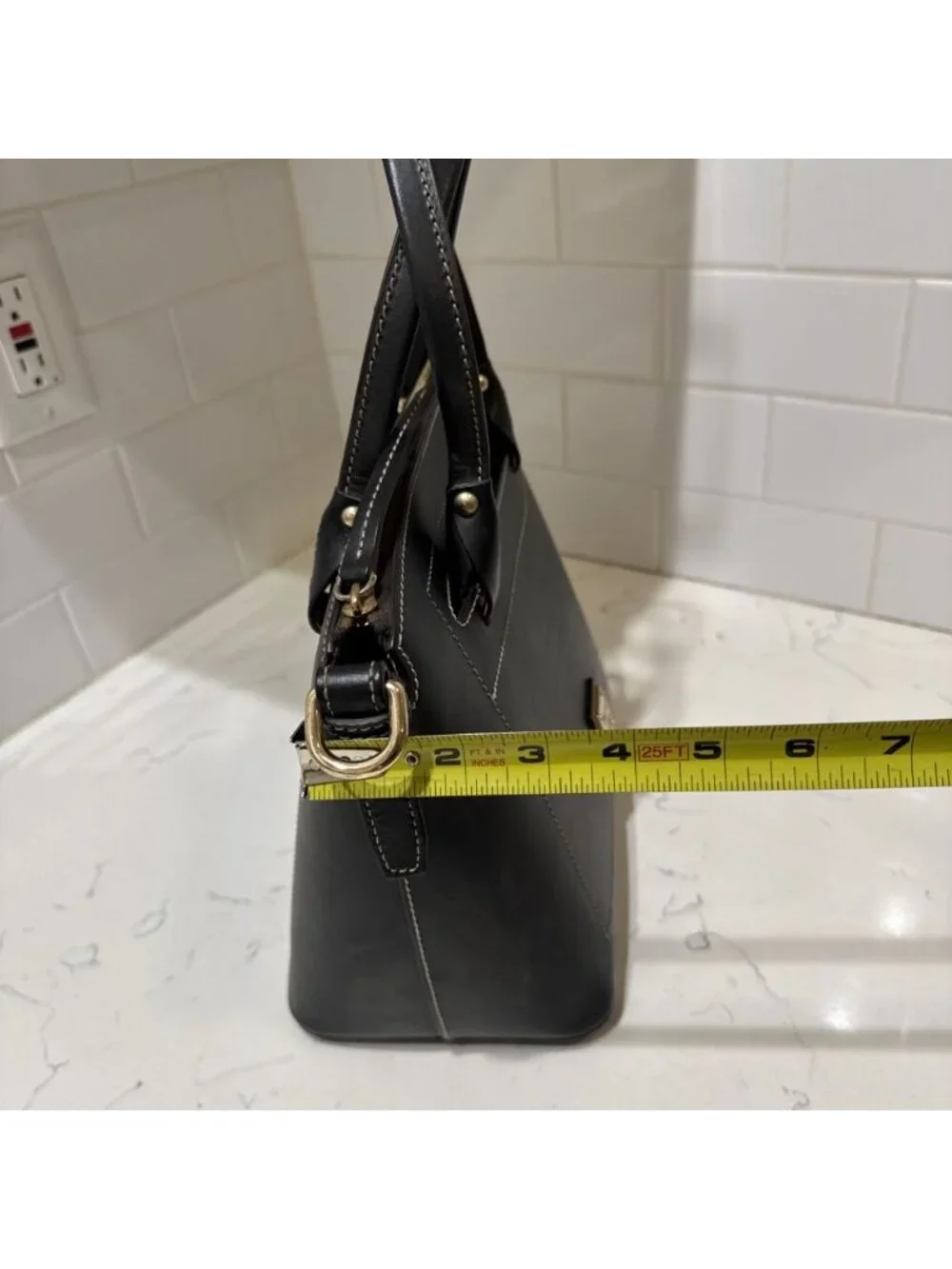 As Is Dooney and Bourke Black Leather Satchel Bag Tote